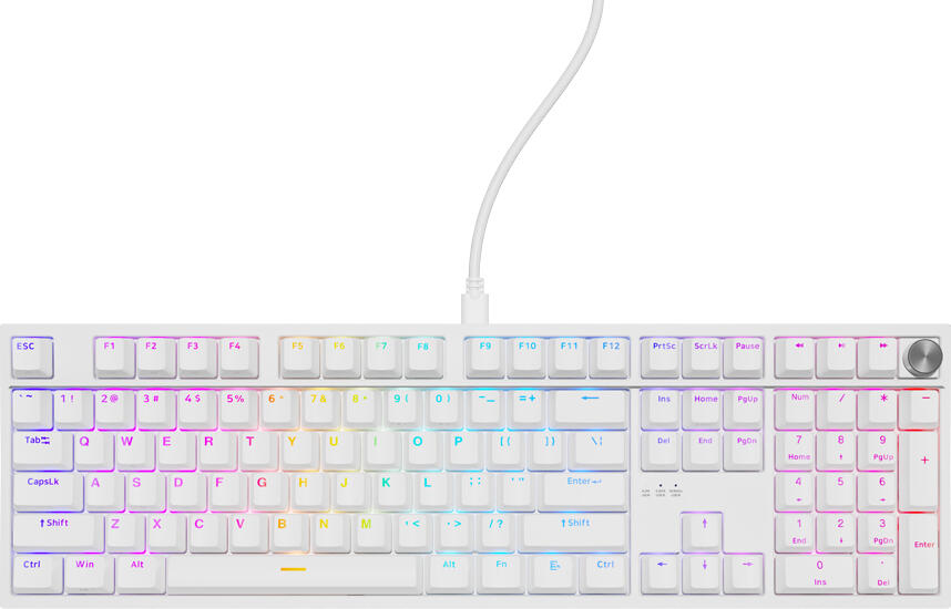 Genesis Thor 404 Full-Size Mechanical Gaming Keyboard, Gateron Yellow Pro Linear Switches, RGB Backlighting, US ANSI Layout, Anti-Ghosting, White