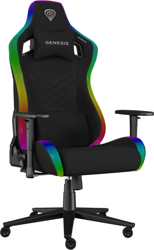 Genesis Trit 660 RGB Gaming Chair, Breathable Textile, Back Pocket, 2D Adjustable Armrests, 160 Degree Recline, Class 4 Gas Lift, 150kg Max Load, RGB Lighting