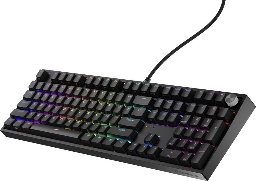 Tastatura Gaming Mecanica Genesis Thor 404, Switch-uri Gateron Yellow Pro Liniare, Hot-Swap, Iluminare RGB, NKRO, USB-C, Layout US ANSI, NKG-2297
