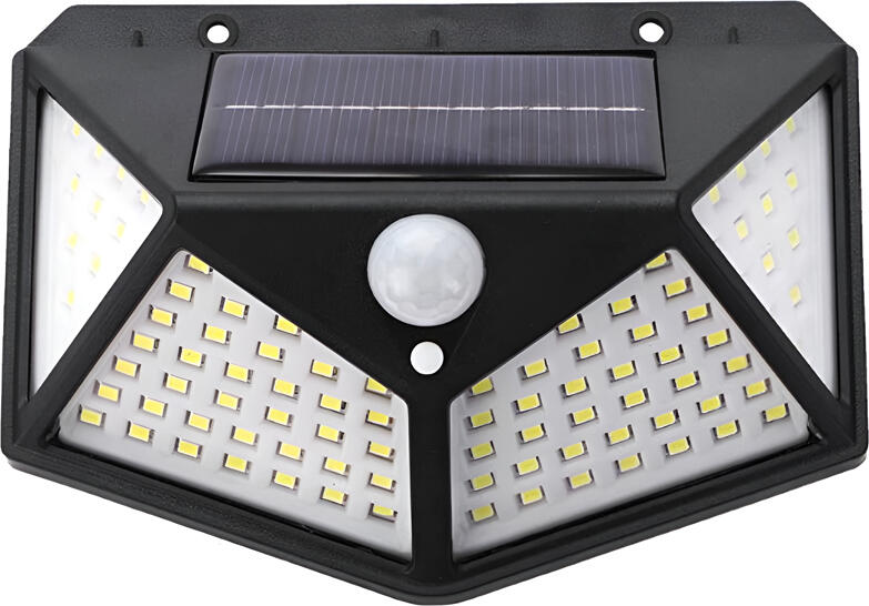 Solar Outdoor Garden Lights Set, 100 LED PIR Motion Sensor Lamps, 1200mAh Battery, IP65 Waterproof Dusk-to-Dawn Lighting, Black ABS/PC