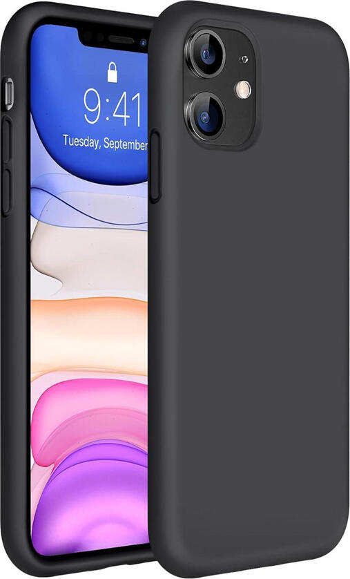 Husa WOO din silicon lichid pentru iPhone 11, cover protectiv slim fit rezistent la socuri cu interior soft, anti-amprente si anti-alunecare