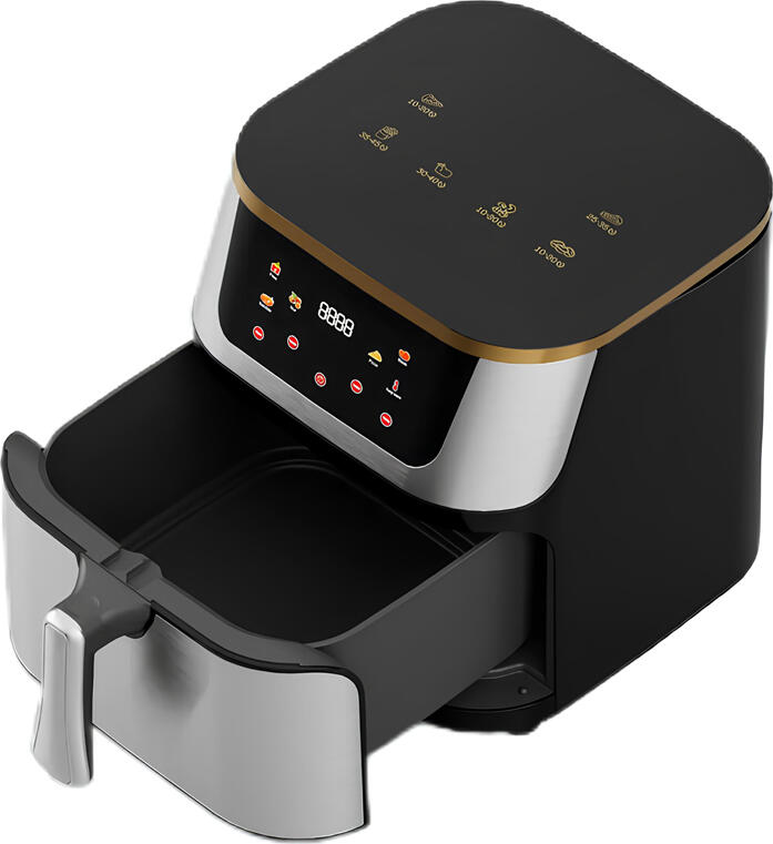 Friteuza cu aer cald Teska TK-0021-2, Capacitate 13.5L, Putere 2200W, Convectie aer cald 360, Control Digital LED Touch, Inox, Negru