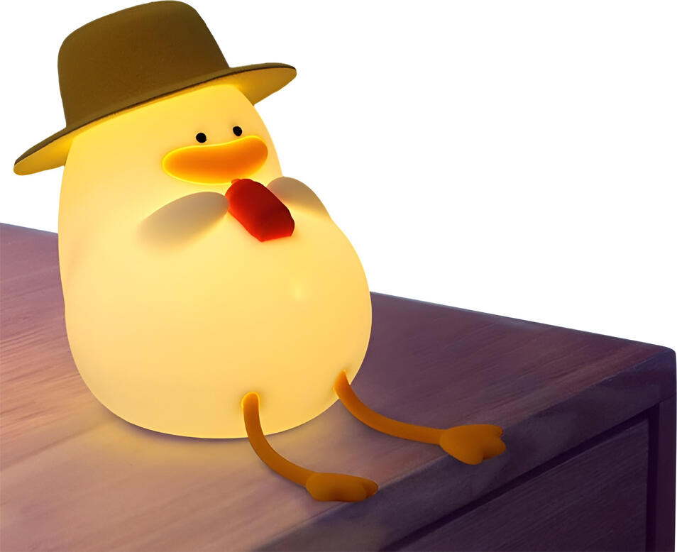 Cute Series Duck Night Light with Hat, Soft Silicone LED Lamp, 1200mAh Battery, USB Type-C Rechargeable, 3 Lighting Modes, Touch Control, Portable
