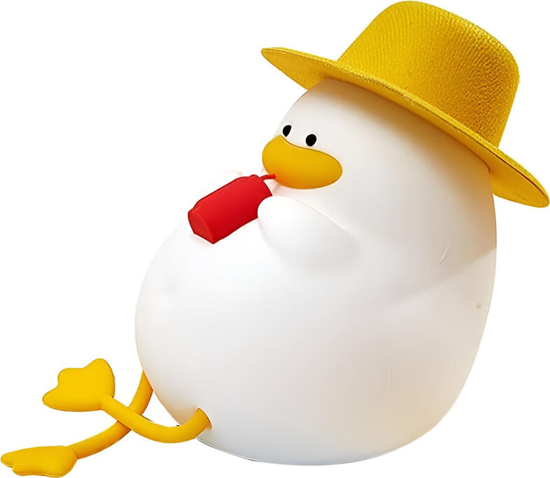 Cute Series Duck Night Light with Hat, Soft Silicone LED Lamp, 1200mAh Battery, USB Type-C Rechargeable, 3 Lighting Modes, Touch Control, Portable