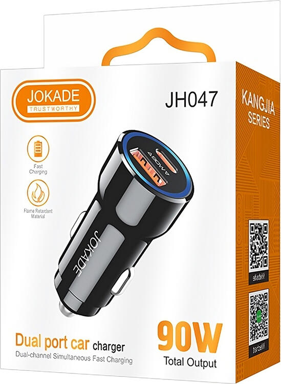 Incarcator Auto Jokade JH047 Seria Kangjia Dual Port 90W USB-C si USB-A Incarcator Rapid 12-24V din PC ABS Ignifug Universal pentru Masini si Camioane