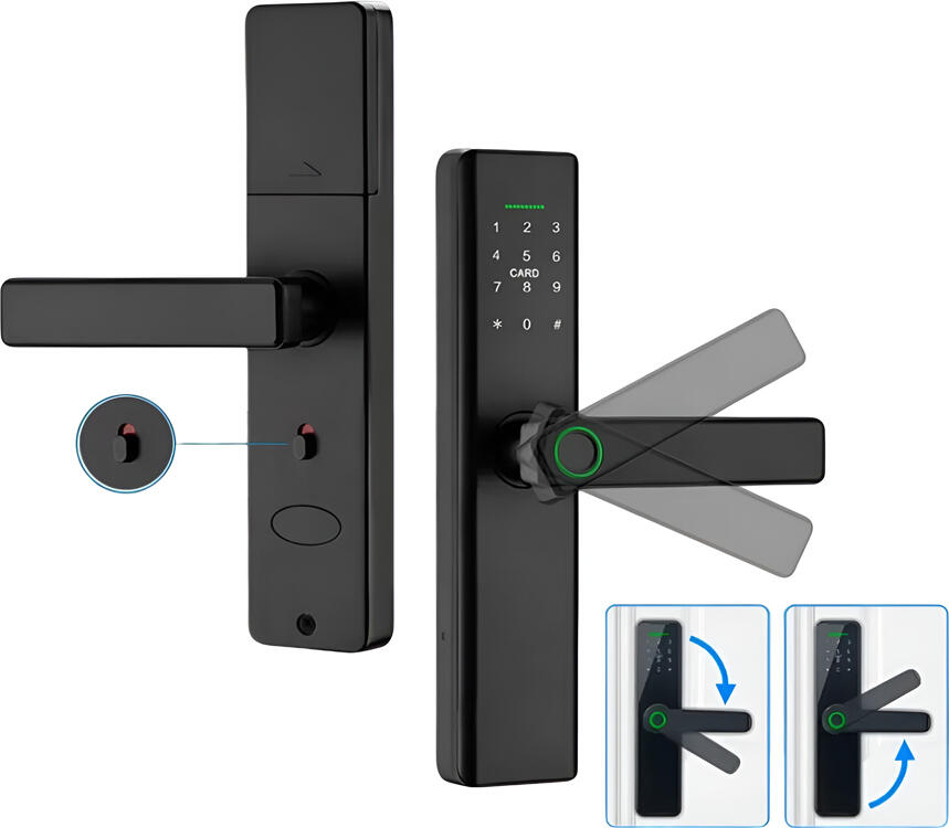 G518 Smart Lock, WiFi Tuya App Control, Biometric Fingerprint, RFID Card, Digital Keypad, Aluminum Black, 35-55mm Door Thickness, Anti-Theft Alarm