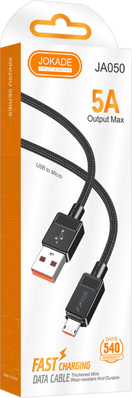 Jokade JA050 XINGSU Series USB-A to Micro-USB Fast Charging and Data Transmission Braided Cable, 1m Length, 4.0mm OD, Max 5A Current Support