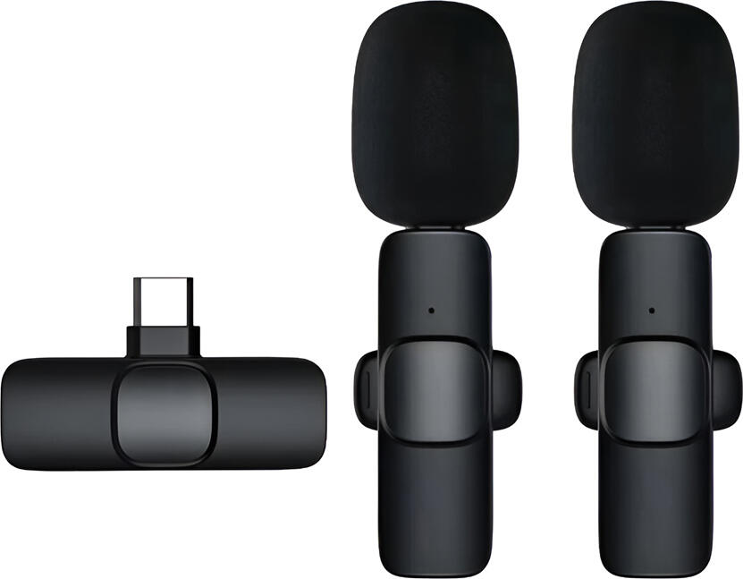DMLink K9 Mini 14 Wireless Microphone, 2.4GHz Omnidirectional Lavalier Mic with USB Type-C Receiver for Android, iOS, Tablets and Smartphones, Black