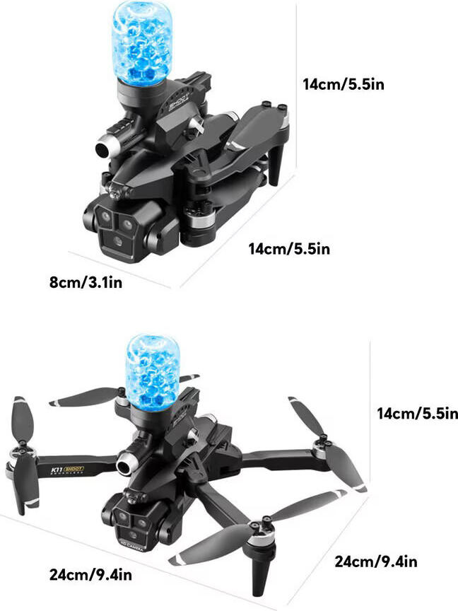 Sanjoyo RC K11 Foldable Drone with 1080p HD Camera, Integrated Ball Launcher, 60 Min Flight Time, 500m Range, Black Plastic Compact Quadcopter