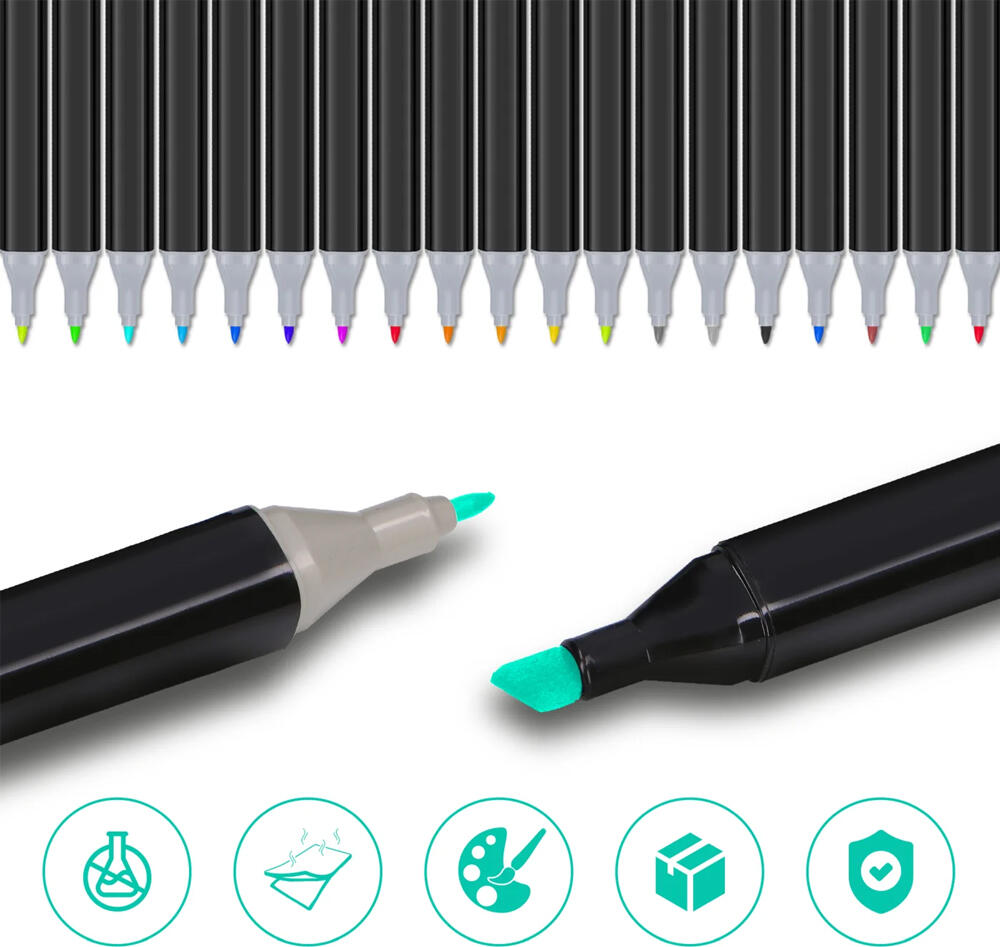 SKETCHMARKER 48 Colors Double-Sided Permanent Markers Set with Fine and Broad Tips, 1mm and 6mm, with Black Fabric Carrying Case