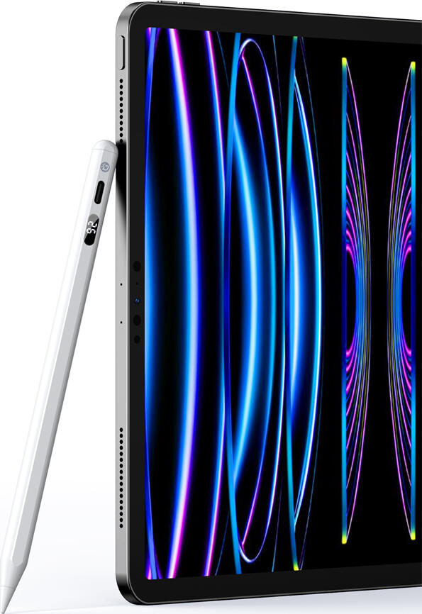 DUX DUCIS SP-06 Stylus Pen for iPad Pro Air, Aluminum Body, Tilt Sensitivity, Palm Rejection, Digital Power Display, USB Type-C Charging, White