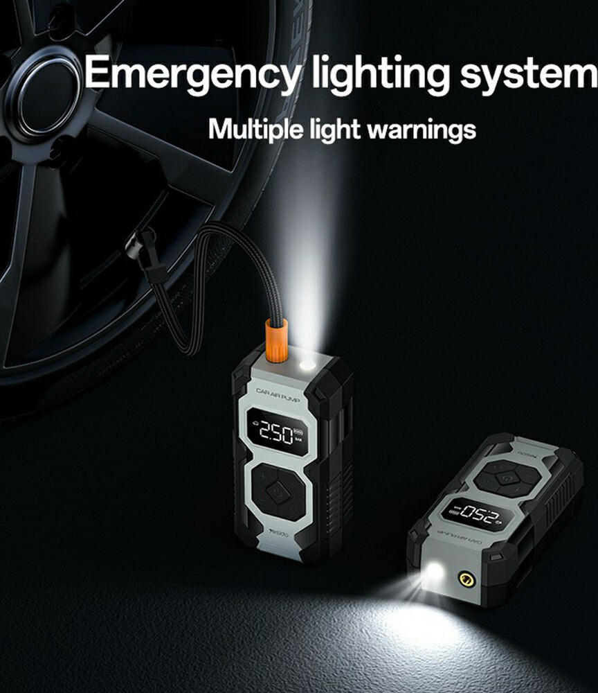 Pompa Portabila de Aer Yesido VC12 pentru Anvelope, Baterie Reincarcabila 7800mAh, Presiune Maxima 150 PSI, 5 Moduri Inteligente, Ecran Digital si LED