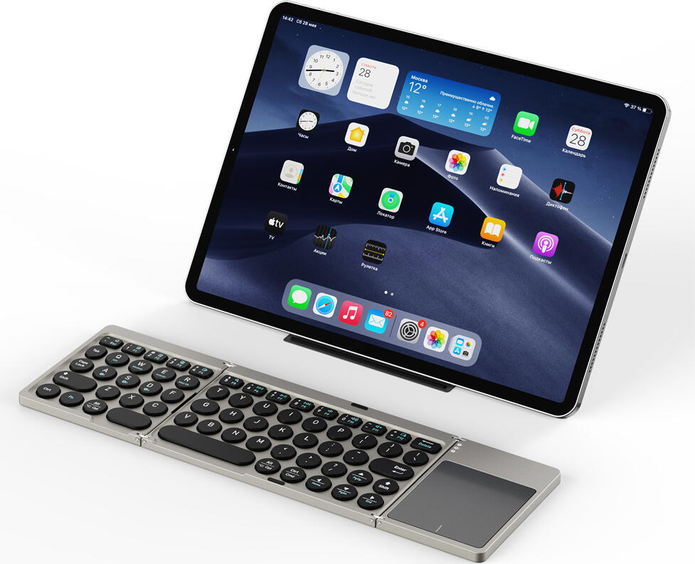 DUX DUCIS OK Flip Series Tri-fold Bluetooth 5.2 Wireless Keyboard with Touchpad, Multi-OS Compatible, Scissor-switch, USB Type-C, Gray
