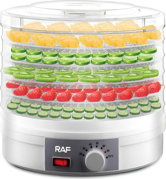 RAF R.6800 Vertical Food Dehydrator, 350W, 5 Stackable Transparent Trays, 35-70°C Temperature Range, BPA-free ABS+PP, White