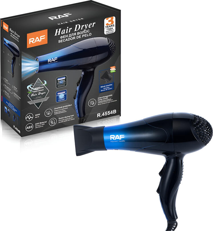 Raf R.4554B Hair Dryer 900W 15000 RPM ABS Plastic with Overheat Protection and Cool Shot Button