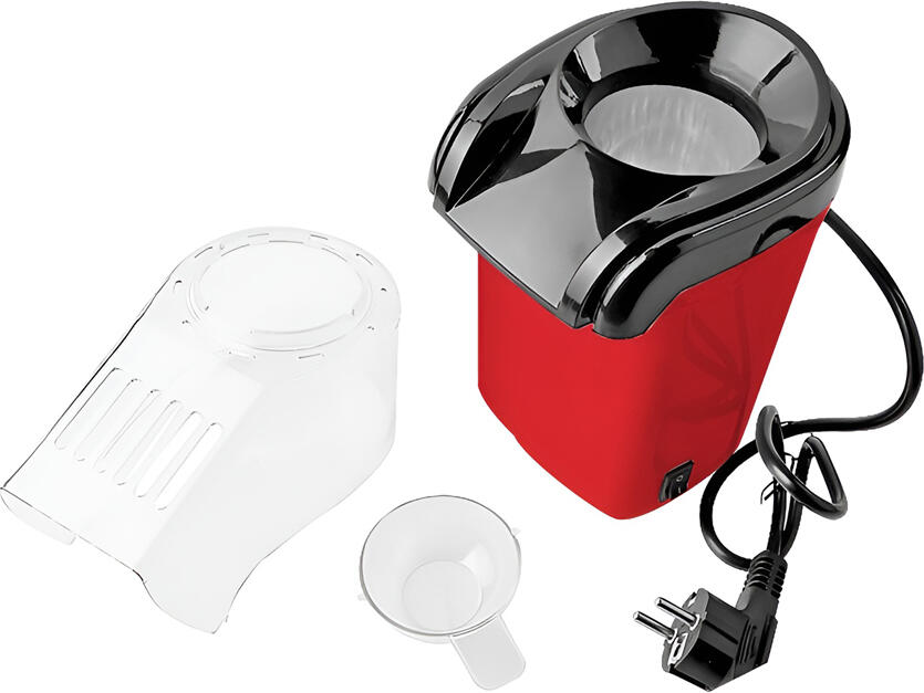 RAF R.9014 Hot Air Popcorn Machine, 1200W Oil-Free Popcorn Maker, 2L Capacity, Red Plastic Body, Removable Cover, with Measuring Cup