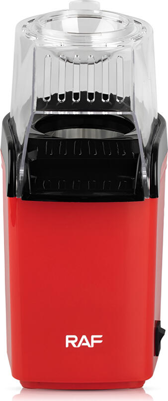 RAF R.9014 Hot Air Popcorn Machine, 1200W Oil-Free Popcorn Maker, 2L Capacity, Red Plastic Body, Removable Cover, with Measuring Cup