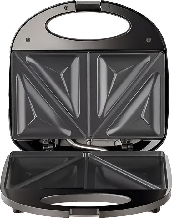 Sandwich Maker Raf R.257S 750W, Plate Non-stick pentru 4 Sandvicuri, Carcasa Inox si Negru, cu Protectie la atingere, 230x200x220mm