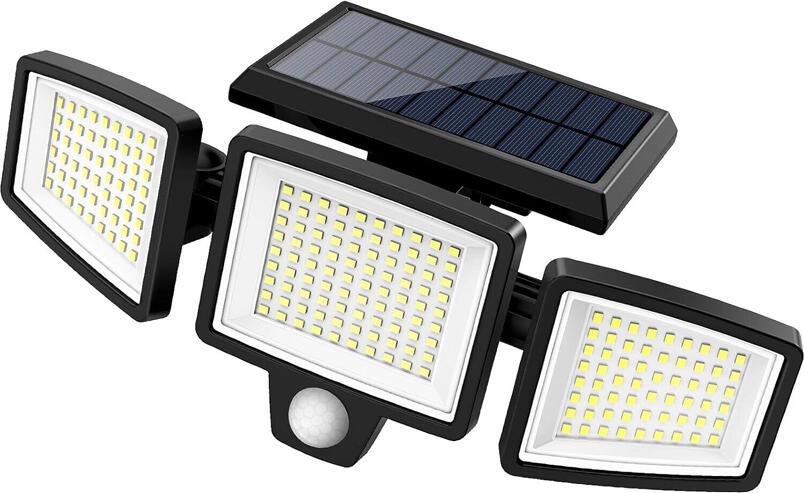 NO Brand Solar Outdoor Lights 4000LM 210 Leds, Remote Control, 3 Adjustable Heads, Motion Sensor Lights, IP65 Waterproof, Black