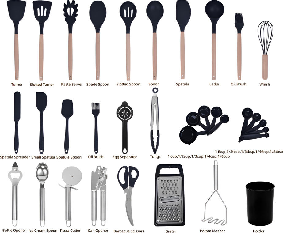 NO Brand Kitchen Utensils 44 Pcs Set, Black