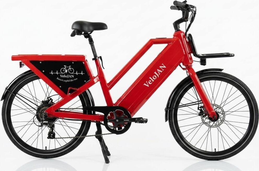 Bicicletă Electrică Cargo VeloJAN rosie - Biciclete Electrice