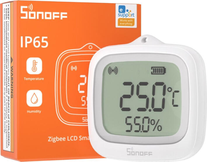 Sonoff SNZB-02WD Zigbee 3.0 Smart Temperature and Humidity Sensor, IP65 Waterproof, 2.2-inch LCD Display, eWeLink App Compatible