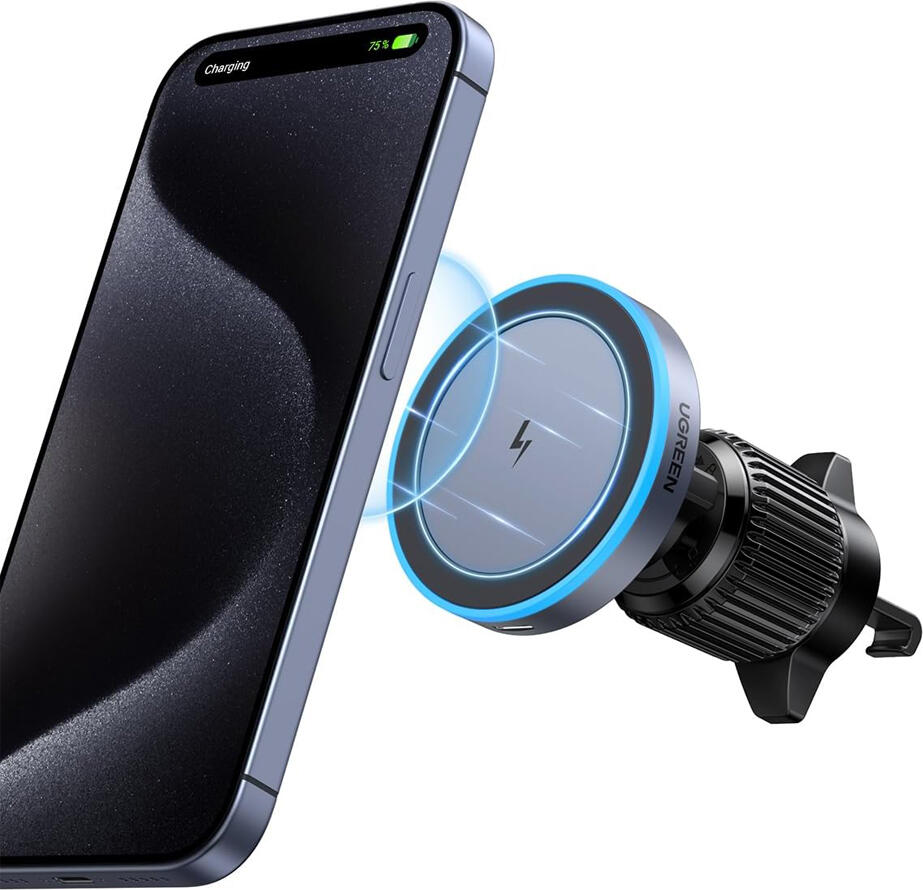 UGREEN W708 Qi2 Magnetic Wireless Car Charger Mount, 15W Fast Charging, 360 Degree Rotation Air Vent Holder for iPhone 16 15 14 13 12 Series, Black