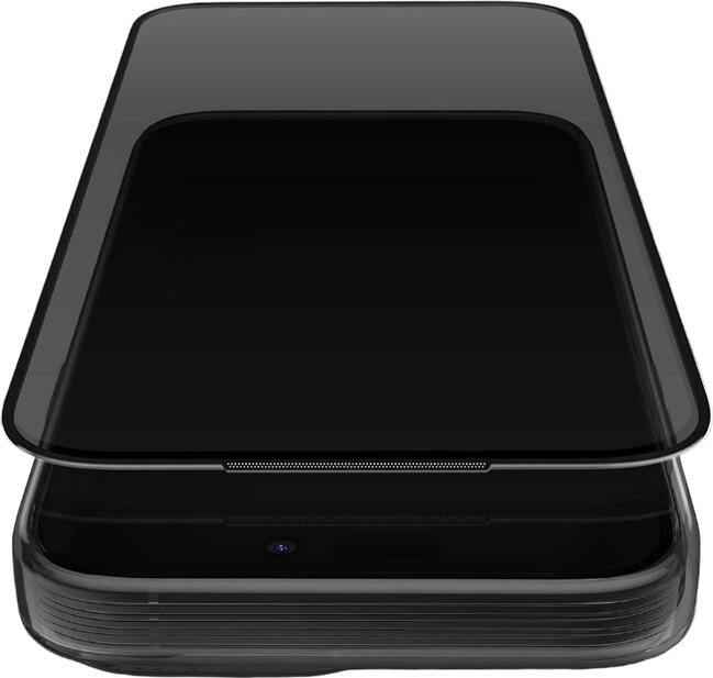 Защитное стекло Uniq Optix Covex Privacy для iPhone 17 Air 6.6", закаленное стекло 9H, приватный фильтр 2-Way 28°, антистатическое покрытие DustRepel, черный