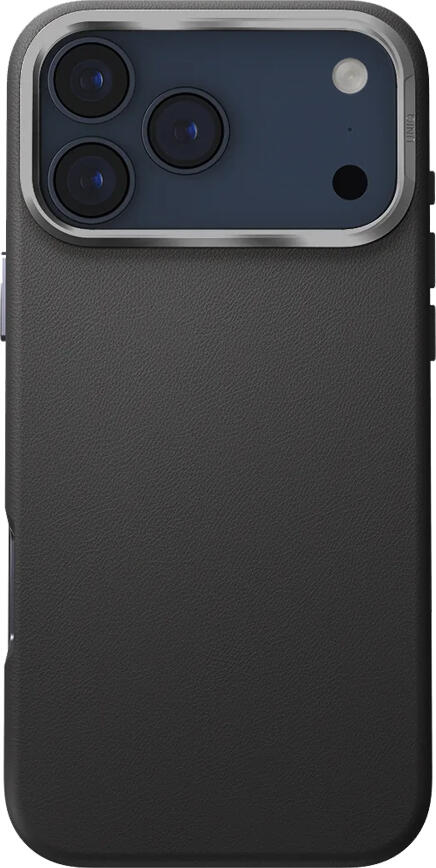 Husa Uniq Hybrid Magclick Lyden pentru iPhone 17 Pro, Piele Vegana Verda, Compatibila MagSafe, Margine Camera si Butone din Aluminiu, Protectie 2.5m