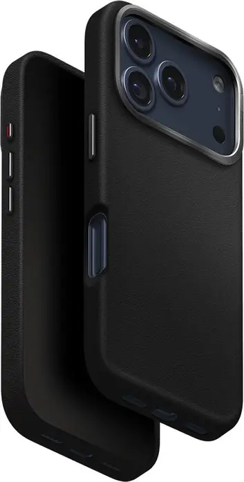 Husa Uniq Hybrid Magclick Lyden pentru iPhone 17 Pro, Piele Vegana Verda, Compatibila MagSafe, Margine Camera si Butone din Aluminiu, Protectie 2.5m