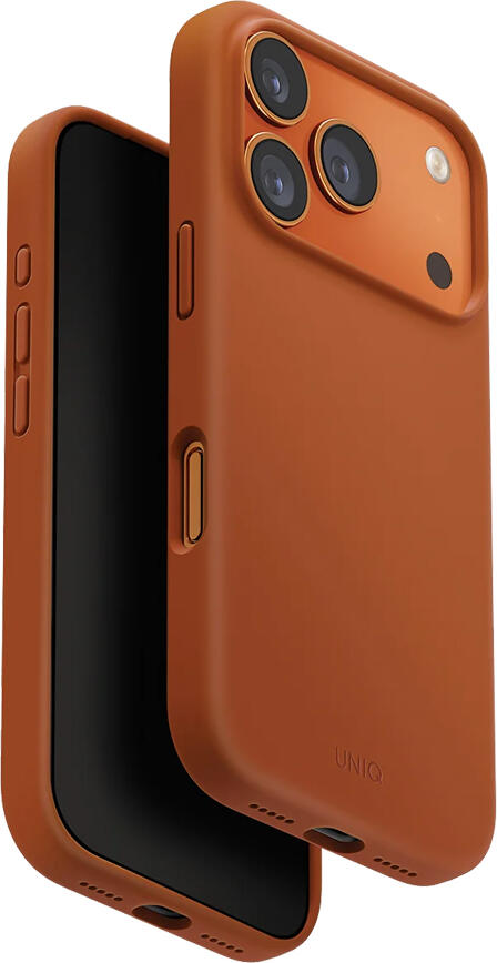 Чехол Uniq Hybrid Magclick Lino для Apple iPhone 17 Pro 6.3 дюйма, цвет Sunset Orange, совместимый с MagSafe, из жидкого силикона с двухслойной защитой от падений 2.5м