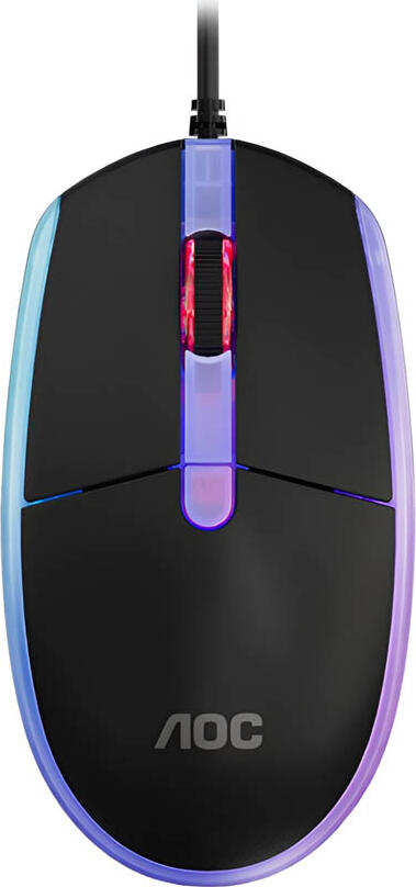 AOC GM150B-LA Wired Gaming Mouse, Optical Sensor up to 2000 DPI, 4 Buttons, RGB Lighting, USB 2.0, ABS Plastic, Black
