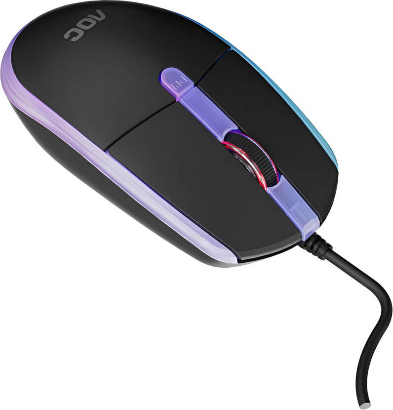 AOC GM150B-LA Wired Gaming Mouse, Optical Sensor up to 2000 DPI, 4 Buttons, RGB Lighting, USB 2.0, ABS Plastic, Black