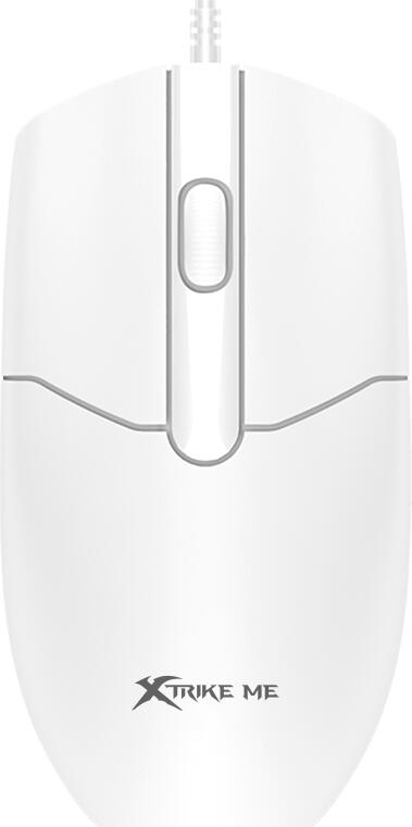 Xtrike Me GM-124 Wired Optical Gaming Mouse, 1000 DPI, 3 Buttons, Ergonomic Right-Handed Design, Durable Plastic, USB, White