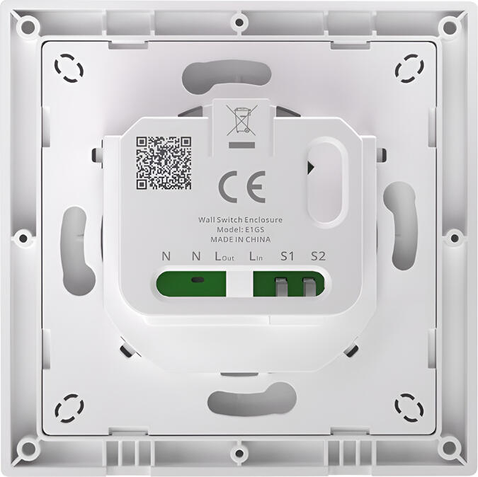 Sonoff E1GS Wall Switch Enclosure for MINIR4, MINIR4M, ZBMINIR2, Fire-resistant PC Material, 86x86x34mm, White, Ergonomic Micro-arc Button