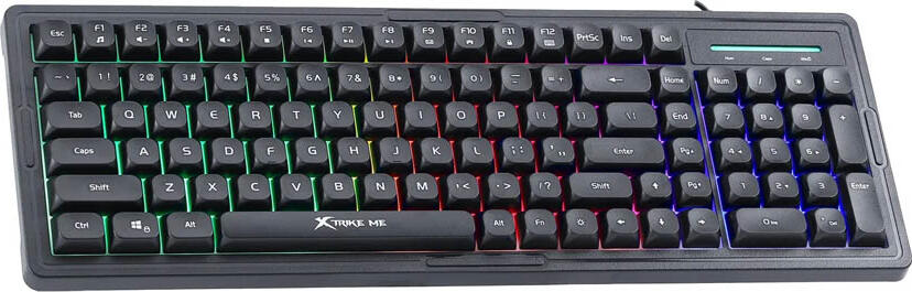 Xtrike Me KB-309 Wired Gaming Keyboard, Rainbow RGB Lighting, Membrane Switches, USB 2.0, 104 Keys, Black
