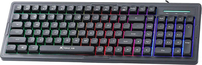 Xtrike Me KB-309 Wired Gaming Keyboard, Rainbow RGB Lighting, Membrane Switches, USB 2.0, 104 Keys, Black