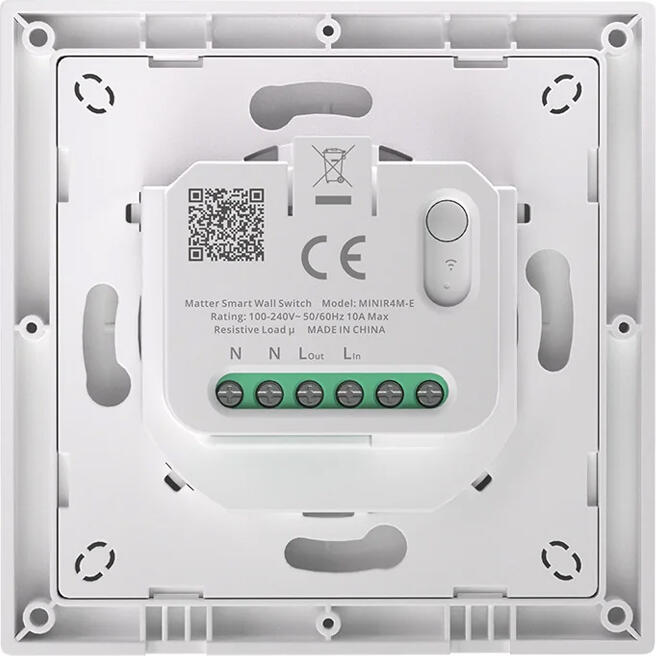 Sonoff MINIR4M-E Matter Over Wi-Fi Smart Wall Switch, 10A Max Current, 100-240V, Neutral Wire Required, ESP32-C3FN4, Google Home, Alexa, White