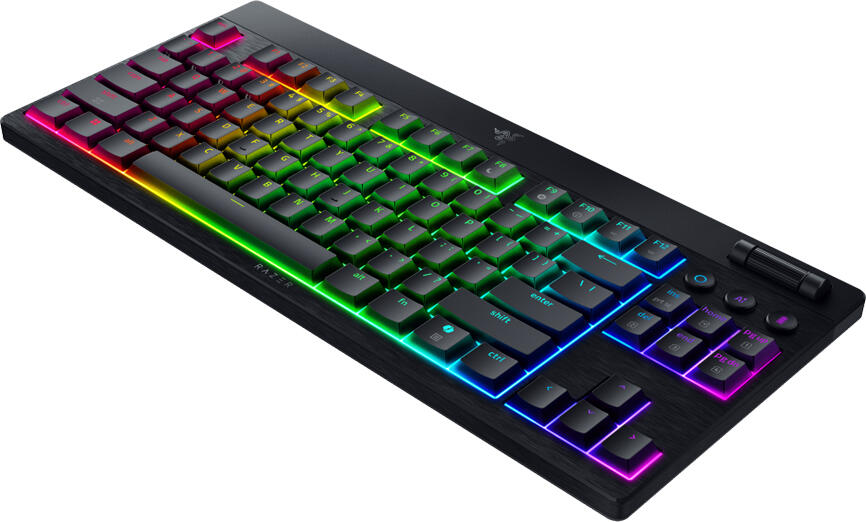 Tastatura Gaming Mecanica Wireless Razer BlackWidow V4 Tenkeyless HyperSpeed Low-Profile, Switch-uri Galbene Liniare, Capace PBT, Chroma RGB, TKL