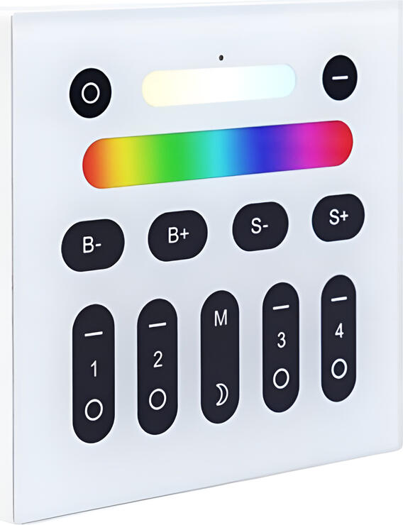 Telecomanda Gledopto GL-W-003Z Panou Tactil de Perete RF 2.4GHz pentru RGB RGBW RGB+CCT, Control 4 Zone, Dimmer si Reglaj CCT, Alb PC