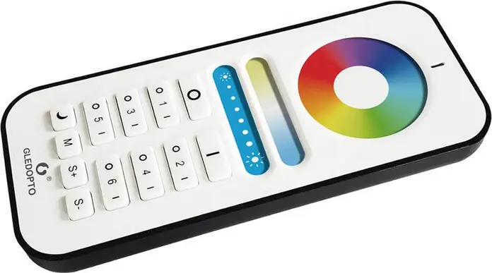 Gledopto GL-RC-006Z 2.4G RF LED Touch Remote Control for RGB CCT RGBWW, 6 Zones, Capacitive Screen, 30m Range, White Polycarbonate