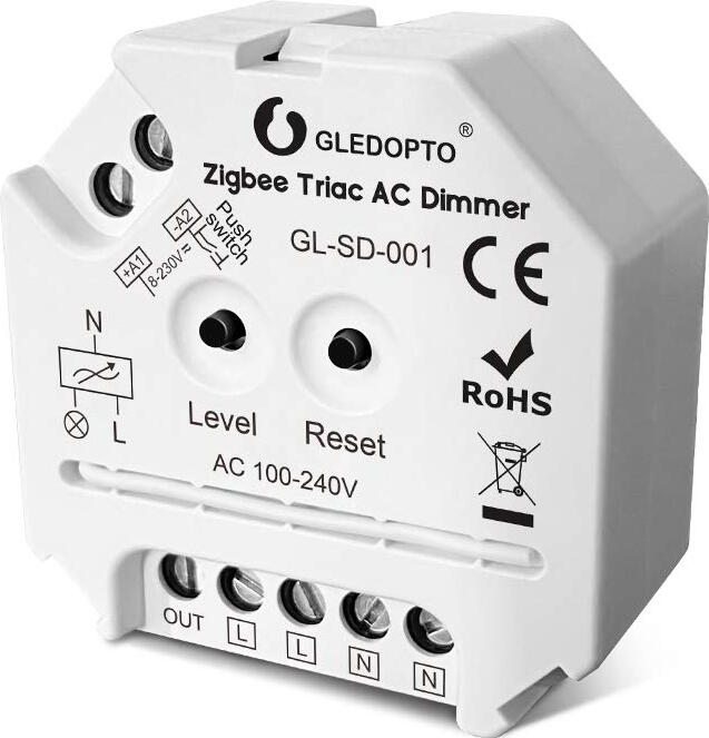 Gledopto ZigBee Pro Triac AC / Trailing Edge Dimmer (GL-SD-001), AC100~240V, max 400W power loaded, 1 Channel
