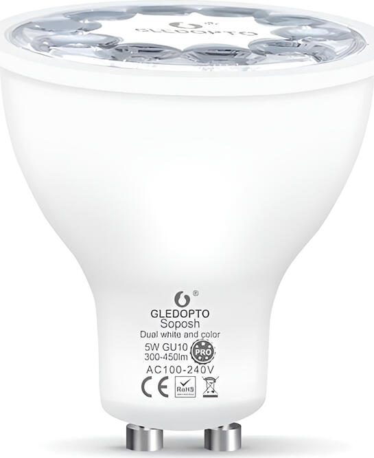 Gledopto ZigBee 3.0 GU10 LED Spotlight RGB+CCT 5W (Beam angle 30°, 450lm, CRI>80) (GL-S-006P)