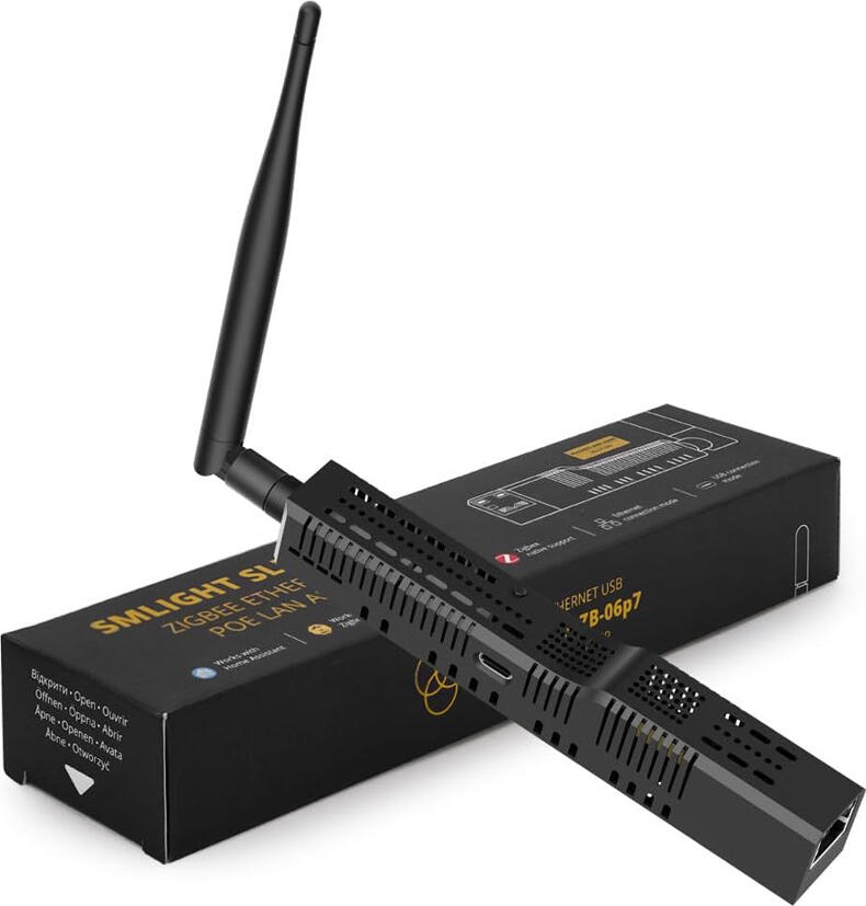 Smlight SLZB-06p7 Coordonator/Router Zigbee 3.0, TI CC2652P7, ESP32, PoE, Ethernet, Wi-Fi, USB-C, Antenă Externă 5dB, pentru Zigbee2MQTT, ZHA, Home Assistant