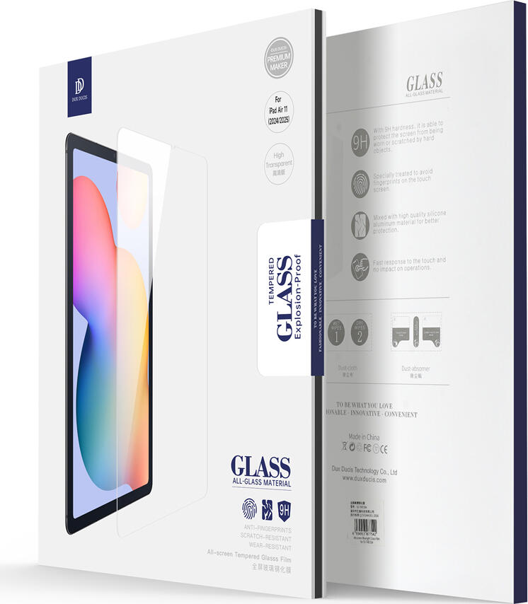 Protectie Ecran din Sticla Temperata Dux Ducis pentru iPad Air 11 (2024/2025), Duritate 9H, 0.33mm Margini Rotunjite 2.5D, Claritate HD, Rezistenta la Zgarieturi