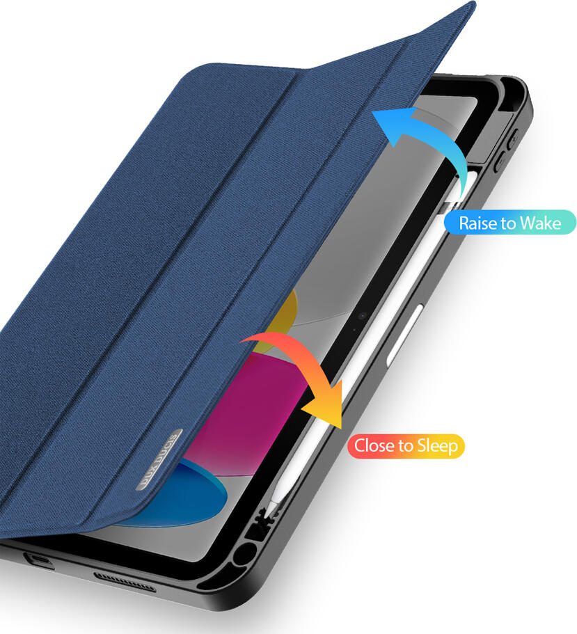 Чехол Dux Ducis Domo для Apple iPad 10 (2022) и iPad 11 (2025), Синий, книжка из искусственной кожи с TPU-рамкой, автосон, держатель для Apple Pencil