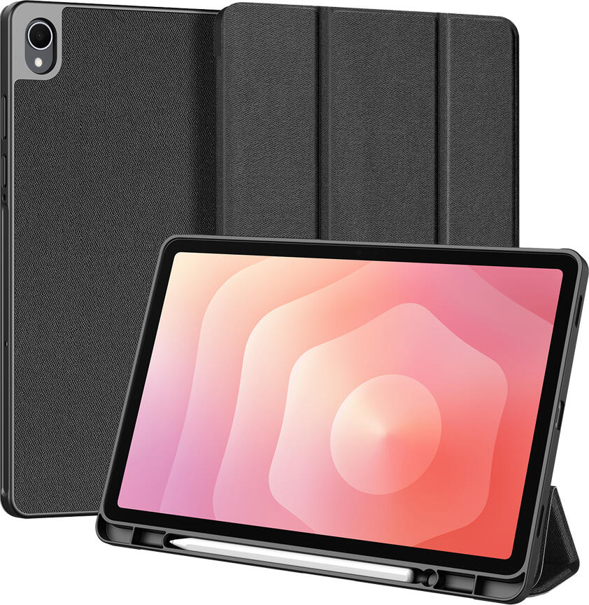 Dux Ducis Domo Case for Samsung Galaxy Tab S11 WiFi SM-X730N 5G SM-X736B, PU Leather & Honeycomb TPU Cover, Auto Wake/Sleep, Tri-fold Stand, Black