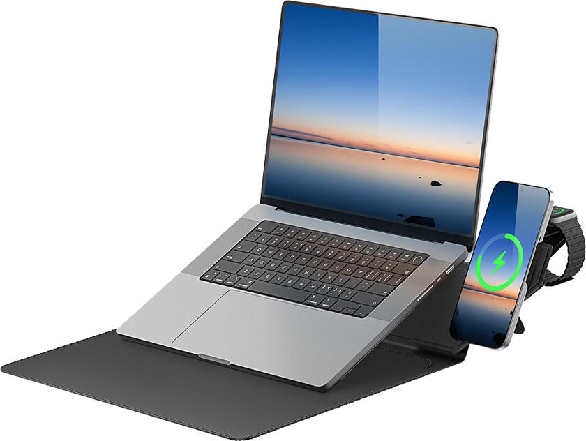 DUX DUCIS AirQ Wireless Charging Sleeve for 13.6-14.2 inch Laptops, Premium PU Leather Protective Case with Integrated Magnetic Wireless Charger