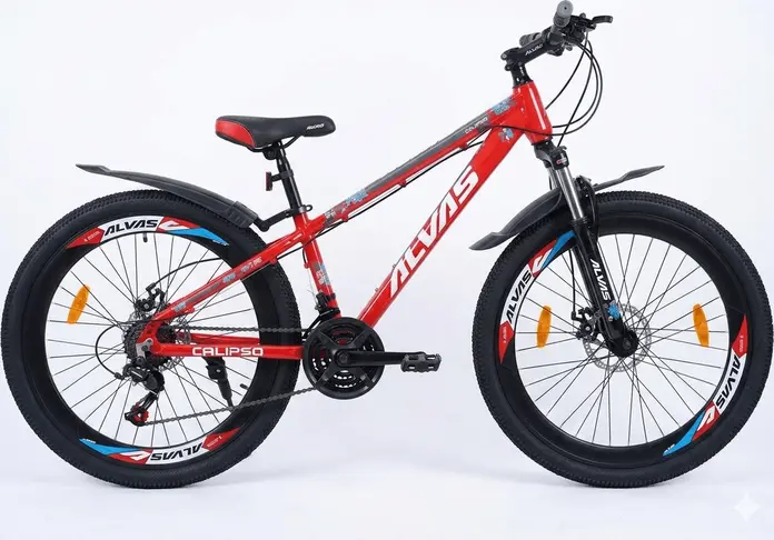 Bicicleta de Munte Alvas Calypso 26 inch MTB, Cadru Aluminiu 14 inch, Shimano 21 Viteze Tourney TY300, Frane cu Disc Mecanice, Suspensie Față