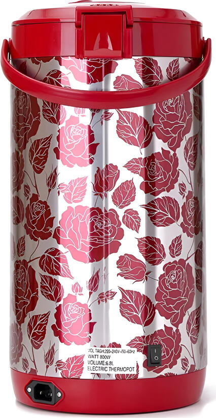 Fierbator electric Raf R.7907 6.8L 800W cu pompa manuala, mentinere temperatura, protectie impotriva fierberii uscate, model floral rosu